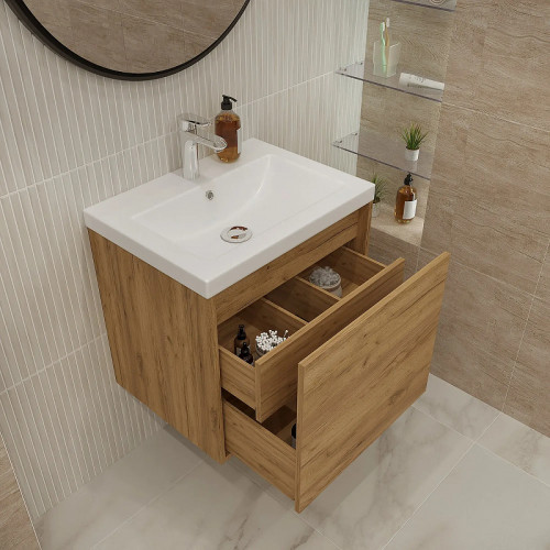 Тумба под раковину 1MarKa Миябе 60П Ц0000038243 подвесная цвет Дуб вотан