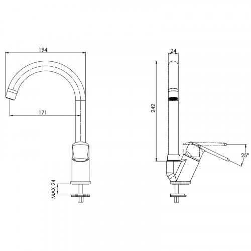 Смеситель для кухни Remer Vanity V42B Хром латунь