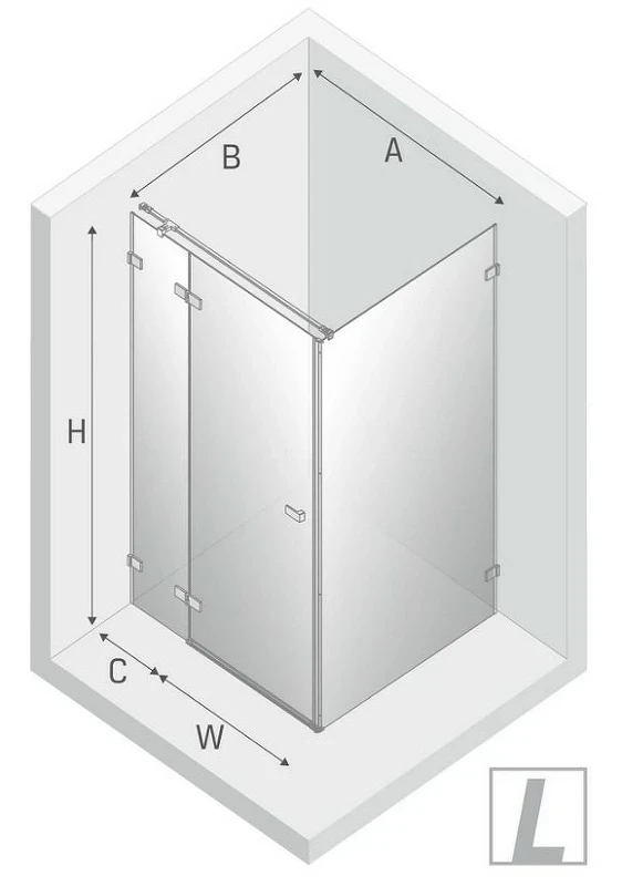 Душевой уголок New Trendy Avexa Black 100x110 L EXK-1592 профиль Черный стекло прозрачное