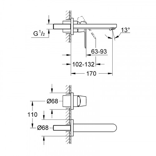 Смеситель для раковины Grohe Eurosmart Cosmopolitan 19381000 Хром латунь встраиваемый