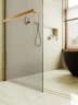 Душевая перегородка Maybah Glass MGD-734-3ш 890x1950 в широком профиле Золото стекло бронзовое матовое