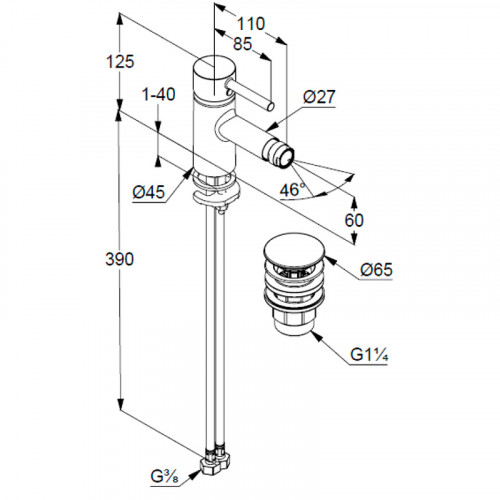 Смеситель для биде Kludi Bozz 38533N076 Золото брашированное латунь