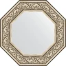 Зеркало Evoform Octagon 60х60 BY 3847 в багетной раме - Барокко серебро 106 мм стекло
