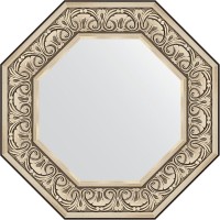 Зеркало Evoform Octagon 60х60 BY 3847 в багетной раме - Барокко серебро 106 мм стекло