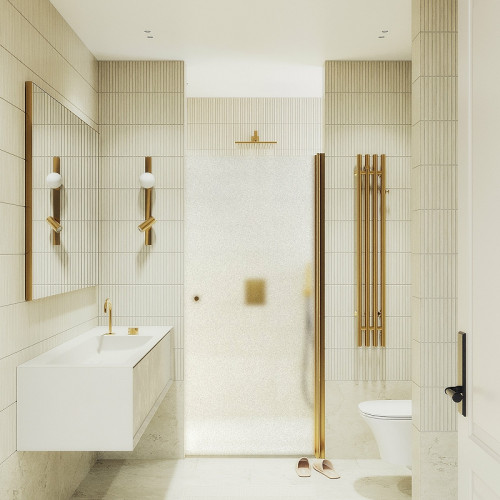 Душевая дверь Maybah Glass MGD-814-3 900x1980 на монопетле Золото стекло сатиновое