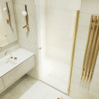 Душевая дверь Maybah Glass MGD-814-3 900x1980 на монопетле Золото стекло сатиновое