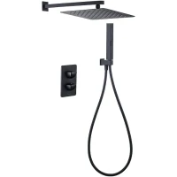 Душевая система Allen Brau Infinity 5.21016-31 с термостатом Черная матовая латунь встраиваемый