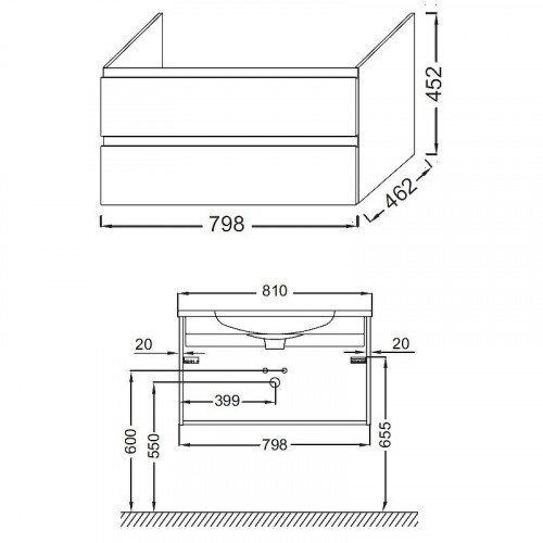 Тумба под раковину Jacob Delafon Madeleine 80 EB2053-J53 подвесная Черная матовая МДФ / ЛДСП