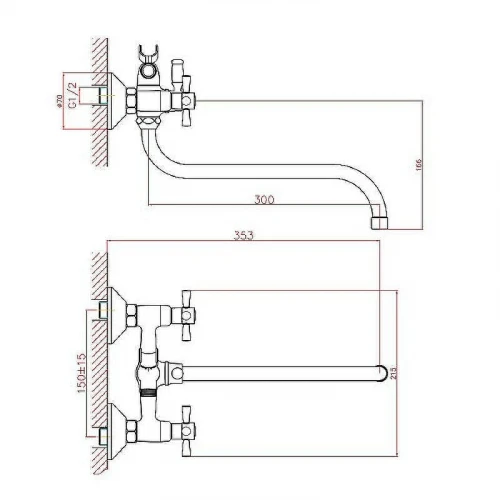Смеситель для ванны Cron CN22142-12 Хром