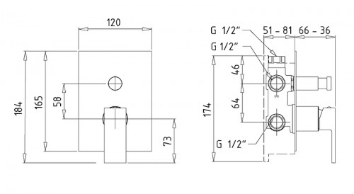 Смеситель для душа Migliore Kvant 30439 Черный матовый латунь встраиваемый