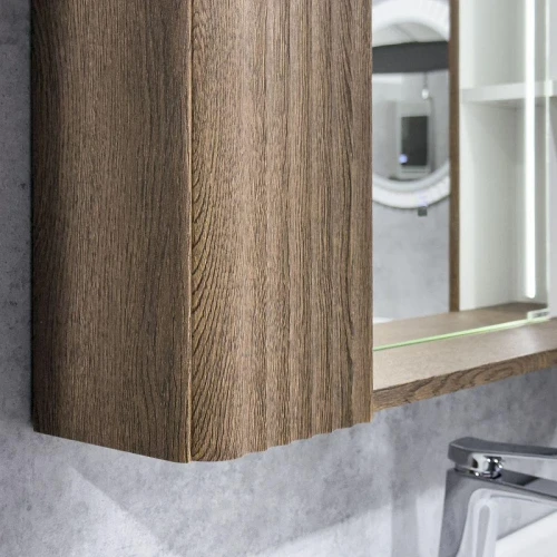 Зеркало со шкафом Comforty Ангара 90 00-00019939 с подсветкой цвет Дуб темно-коричневый с бесконтактным выключателем