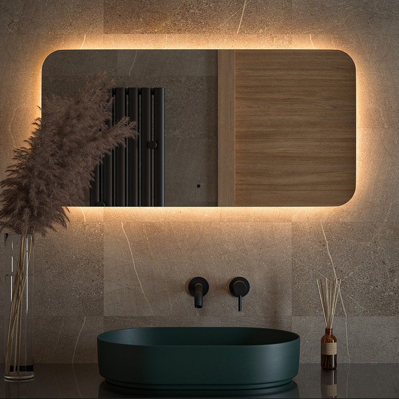 Зеркало Defesto Opti 100x50 DF 2815RH с подсветкой 28W-3000К/ИК - выключатель/Теплый белый свет