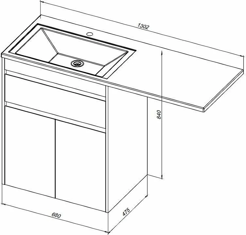 Тумба с раковиной Aquanet Токио 130 R 239216 Белая МДФ / ЛДСП