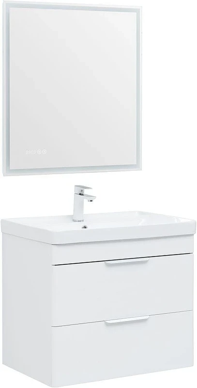 Тумба с раковиной Aquanet Ирис new 70 312428 подвесная цвет Белый глянец