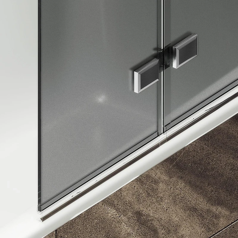 Шторка для ванны Maybah Glass MGV-582-4 750х1400 складная 3 секции Хром глянцевый стекло графитовое матовое