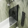 Шторка для ванны Maybah Glass MGV-780-6 600х1400 поворотная на монопетле с полотенцедержателем Черный стекло графитовое матовое