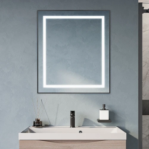 Зеркало BelBagno Kraft 70 SPC-KRAFT-700-800-SENS-NERO с подсветкой Черное с сенсорным выключателем стекло