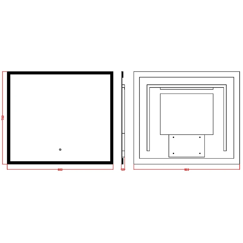 Зеркало Boheme Modern 80x70 544-080 с подсветкой с сенсорным выключателем стекло