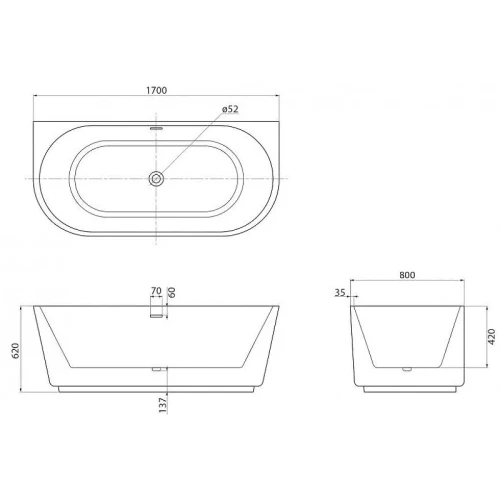 Акриловая ванна BelBagno 170x80 BB108-170-80 без гидромассажа