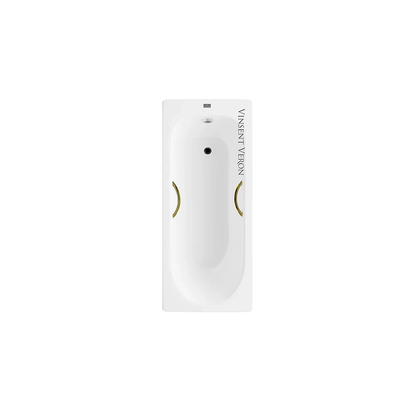 Чугунная ванна Vinsent Veron Soissons 170x70 VCN1707042H/VH0015GD цвет Белый с дугообразными золотыми ручками