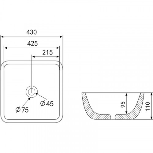 Раковина-чаша Abber Rechteck 43 AC2205 Белая фаянс накладная