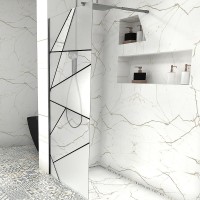 Душевая перегородка Ceruttispa Pick 90 PICK T90B 10378 профиль Черный матовый стекло узор матовый с прозрачным