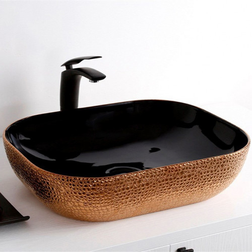 Раковина-чаша CeramaLux 50 D1302H024 Медь Черная фаянс накладная