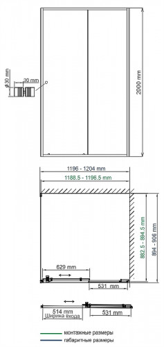 Душевой уголок WasserKRAFT Dill 120x90 61S07 профиль Черный матовый стекло прозрачное