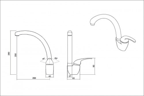Смеситель для кухни Oulin OL-8000 цвет Хром