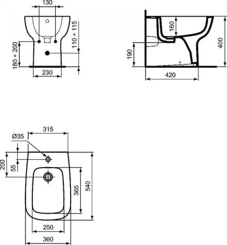 Биде Ideal Standard Esedra T281301 Белое
