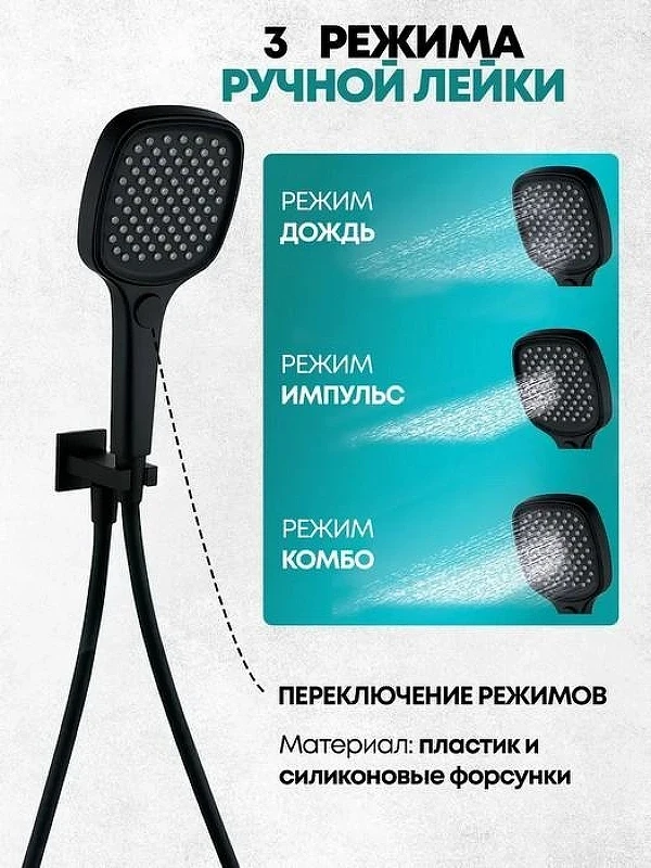 Душевая система Grocenberg GB5050BL с термостатом Черная матовая