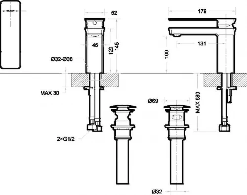 Смеситель для раковины Bravat Phillis F156101C-ENG Хром