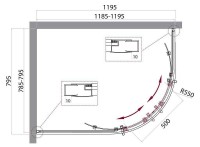 Душевой уголок BelBagno UNO-195-RH-2-120/80-C-Cr 120х80 профиль Хром стекло прозрачное