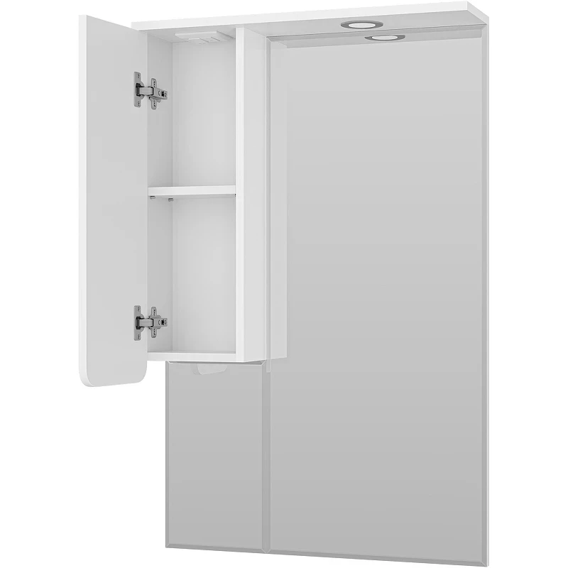 Зеркало со шкафом Misty Чегет 65 L П-Чег-02065-01Л с подсветкой Белое глянцевое