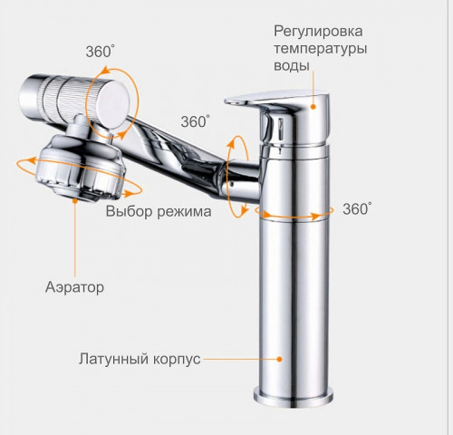 Смеситель для кухни Fashun A4017-7 цвет Черный