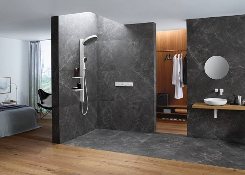 Смеситель для душа Hansgrohe RainSelect 15380140 с термостатом Шлифованная бронза латунь встраиваемый