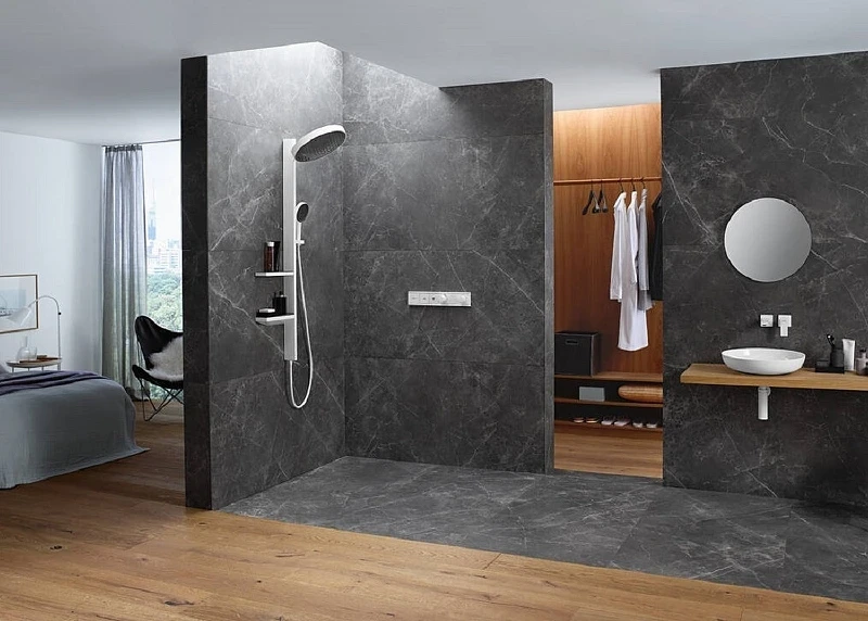 Смеситель для душа Hansgrohe RainSelect 15380140 с термостатом Шлифованная бронза латунь встраиваемый