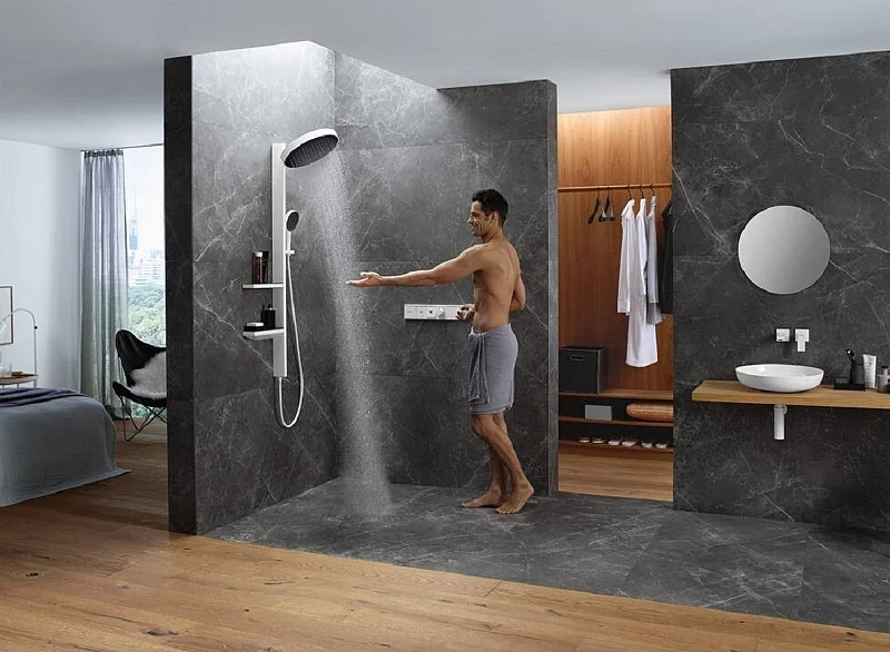 Смеситель для душа Hansgrohe RainSelect 15380140 с термостатом Шлифованная бронза латунь встраиваемый