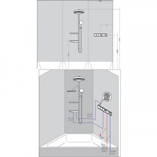 Смеситель для душа Hansgrohe RainSelect 15380140 с термостатом Шлифованная бронза латунь встраиваемый