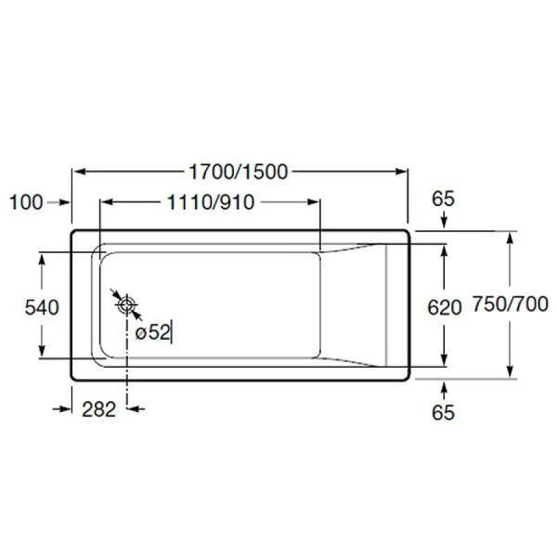 Акриловая ванна Roca Easy 170x75 ZRU9302899 без гидромассажа, с каркасом ZRU9302900