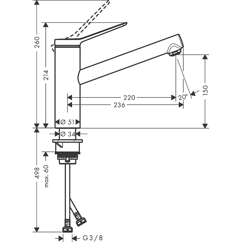 Смеситель для кухни Hansgrohe Zesis M33 74802000 Хром латунь