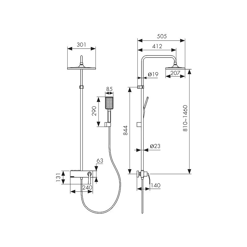 Душевая система Kaiser Strike 09182 Хром латунь на стену