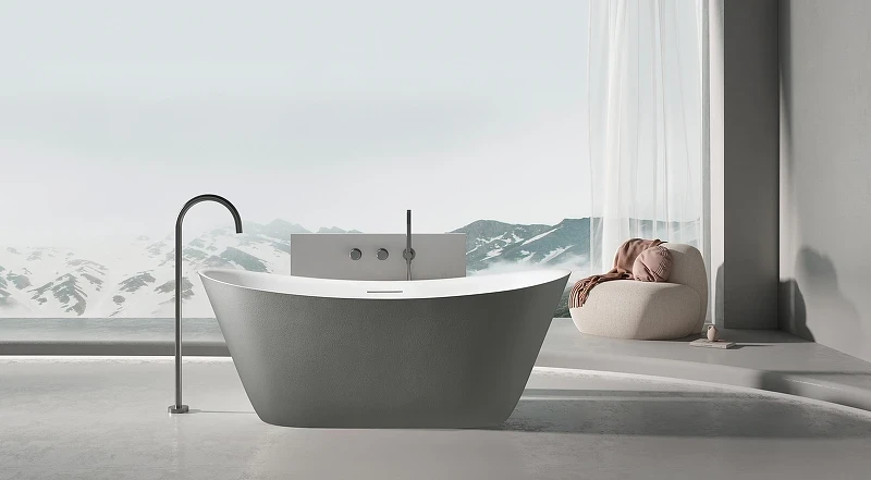 Ванна из искусственного камня AltroBagno Fiorina 170x75 090220 цвет Серый цемент Белый