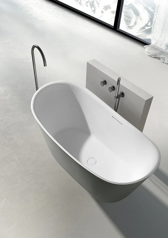 Ванна из искусственного камня AltroBagno Fiorina 170x75 090220 цвет Серый цемент Белый