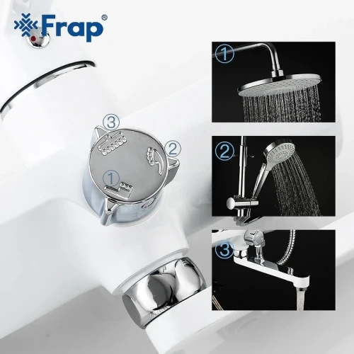 Душевая система Frap F2441 Белая Хром латунь на стену