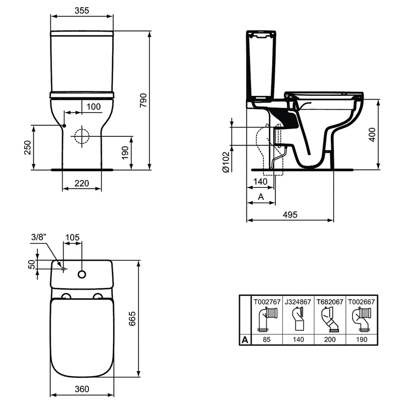 Унитаз компакт Ideal Standard I.Life A T472101 без бачка и сиденья фаянс напольный