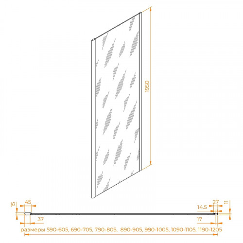 Душевая стенка RGW 80 352205208-110 профиль цвет Серый стекло прозрачное