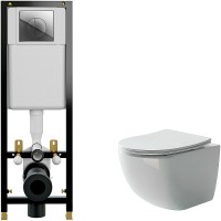 Комплект унитаза Ceramicanova Forma CN3009 с инсталляцией Cersanit Black 35 S-IN-BLACK-Cg-w с сиденьем Микролифт и клавишей смыва Хром фарфор подвесной