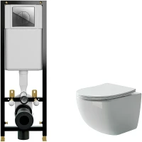 Комплект унитаза Ceramicanova Forma CN3009 с инсталляцией Cersanit Black 35 S-IN-BLACK-Cg-w с сиденьем Микролифт и клавишей смыва Хром фарфор подвесной