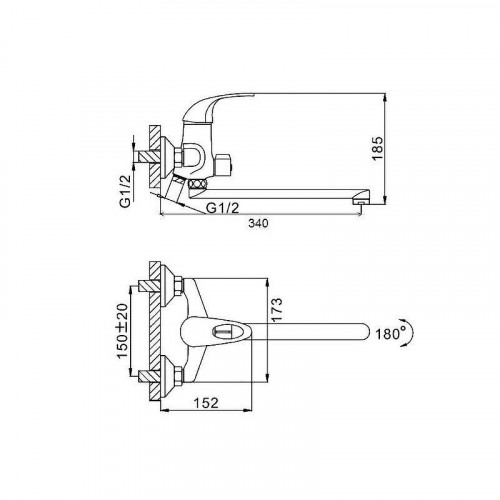 Смеситель для ванны D-Lin D146351 универсальный цвет  Хром